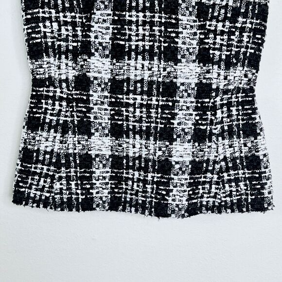THEORY Sculpt U Shell Plaid Tweed Tank Top Black White Size P Petite Small Plaid - Picture 8 of 9
